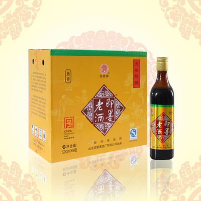 整箱500ml*6瓶部分地區包郵 即墨老酒五年陳 黃酒 焦香大黃米釀造