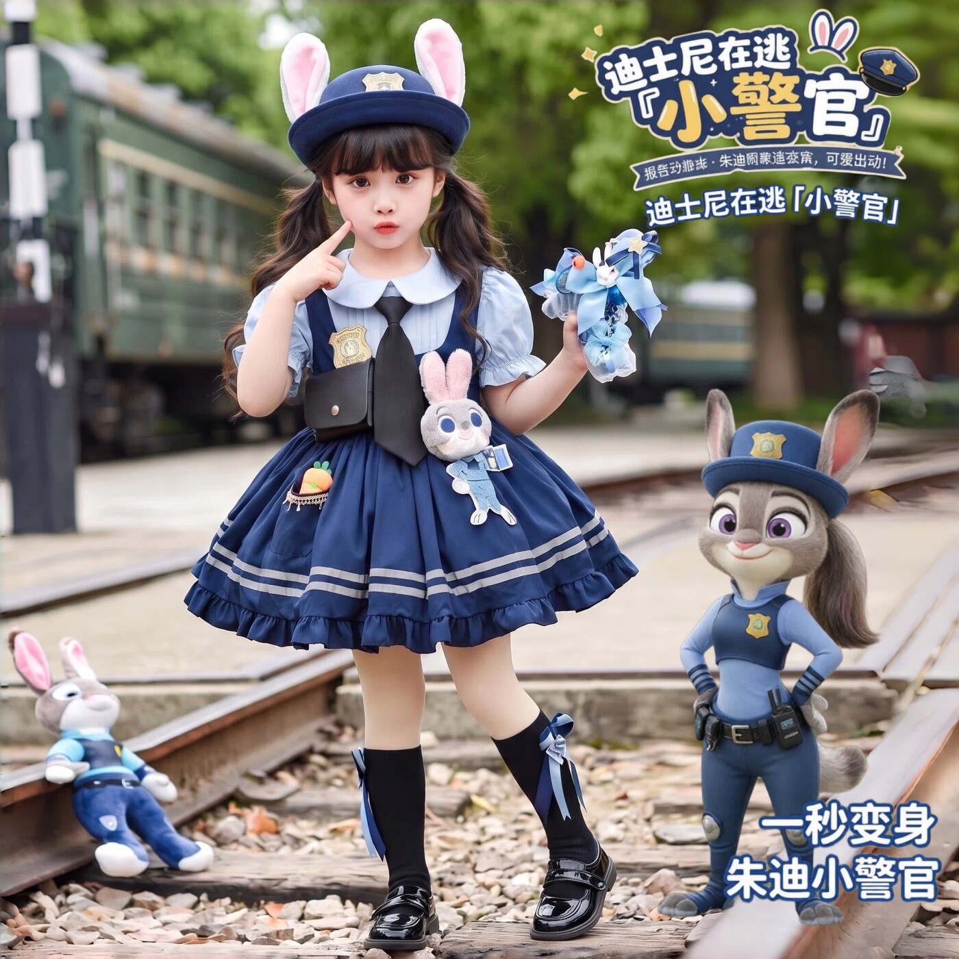 朱迪兔子警官衣服女童cos洛丽塔图片