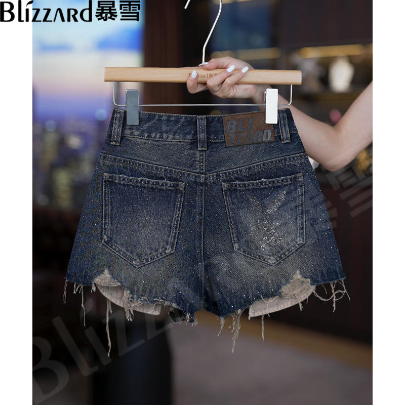 暴雪【摩登蓝茶】长腿神器"高腰牛仔短裤女宽松2026夏显瘦a字热裤
