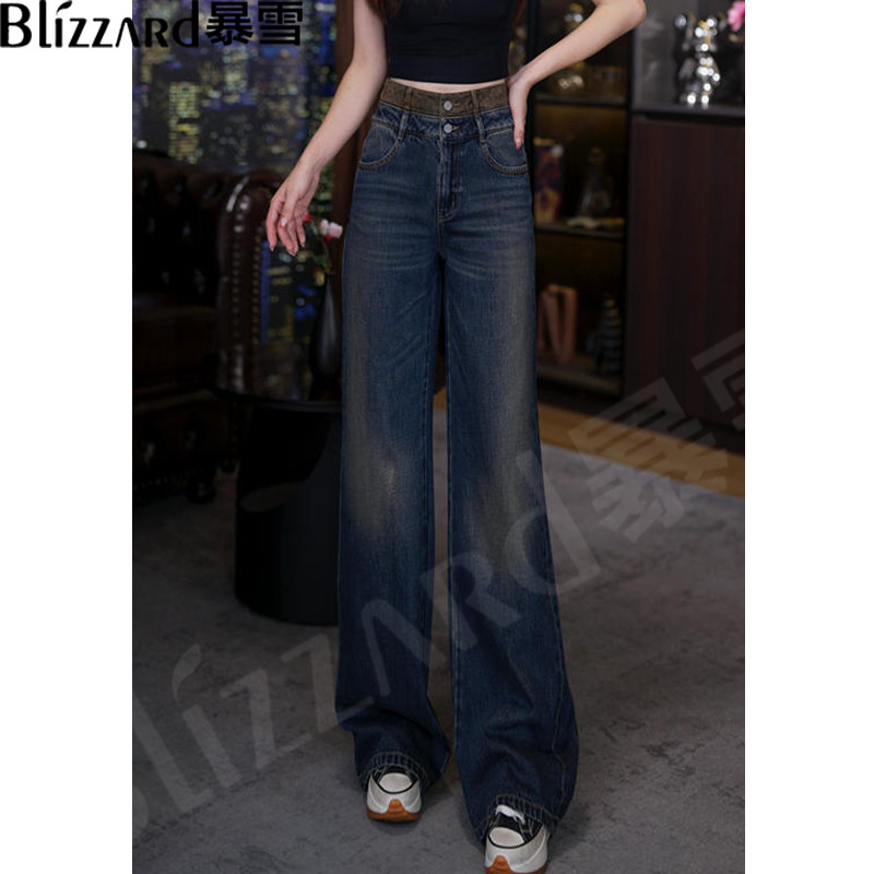 明星同款2026秋款豹纹牛仔裤女