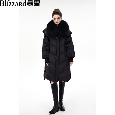 暴雪【墨玉生辉】90白鹅绒冬季羽绒服中长款女鹅绒服保暖D69127