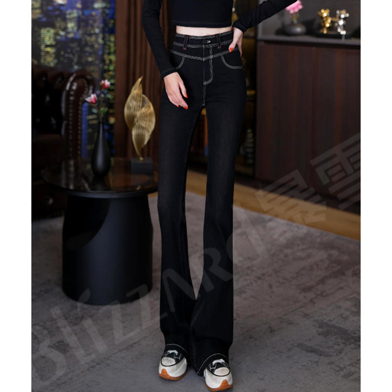 暴雪【梅拉玫瑰】加厚提臀喇叭裤高腰牛仔微喇叭裤女2025秋季新款