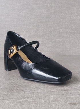 名典2025春季新品女鞋 法式粗跟玛丽珍鞋舒适方头高跟鞋d566051