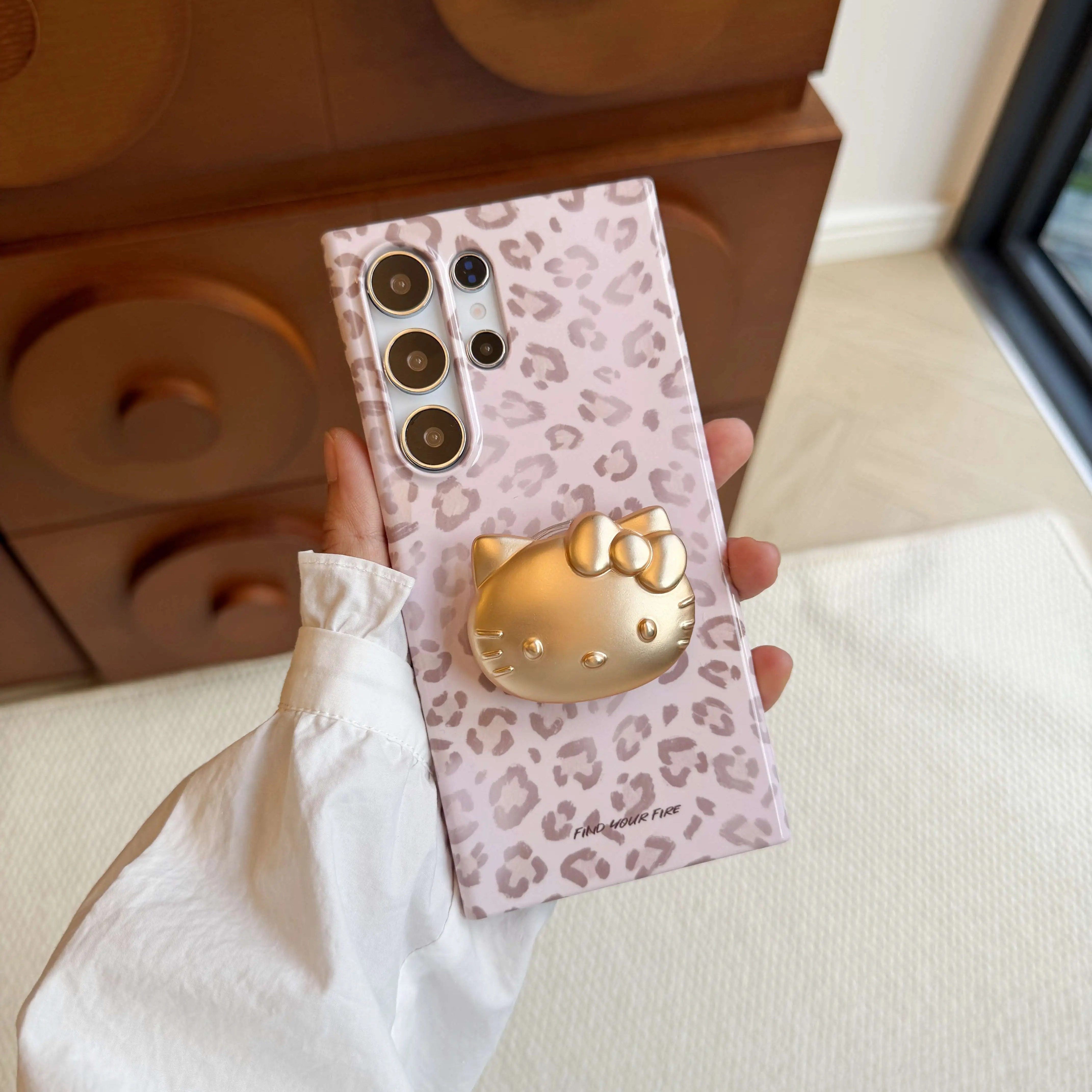 粉晕豹纹菲林适用于三星S25Ultra光面菲林硬壳S23+/S21Ultra防摔壳S22手机壳S21+/s23ultra创意小众三星S24