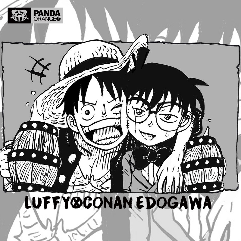 名侦探柯南联名t恤卡通动漫画路飞周边短袖学生ins潮流情侣装卫衣