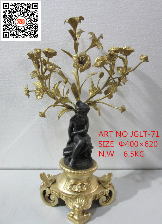 蜡烛台 仿古董欧式 灯台 纯铜镀金做旧 老式蜡台 复古