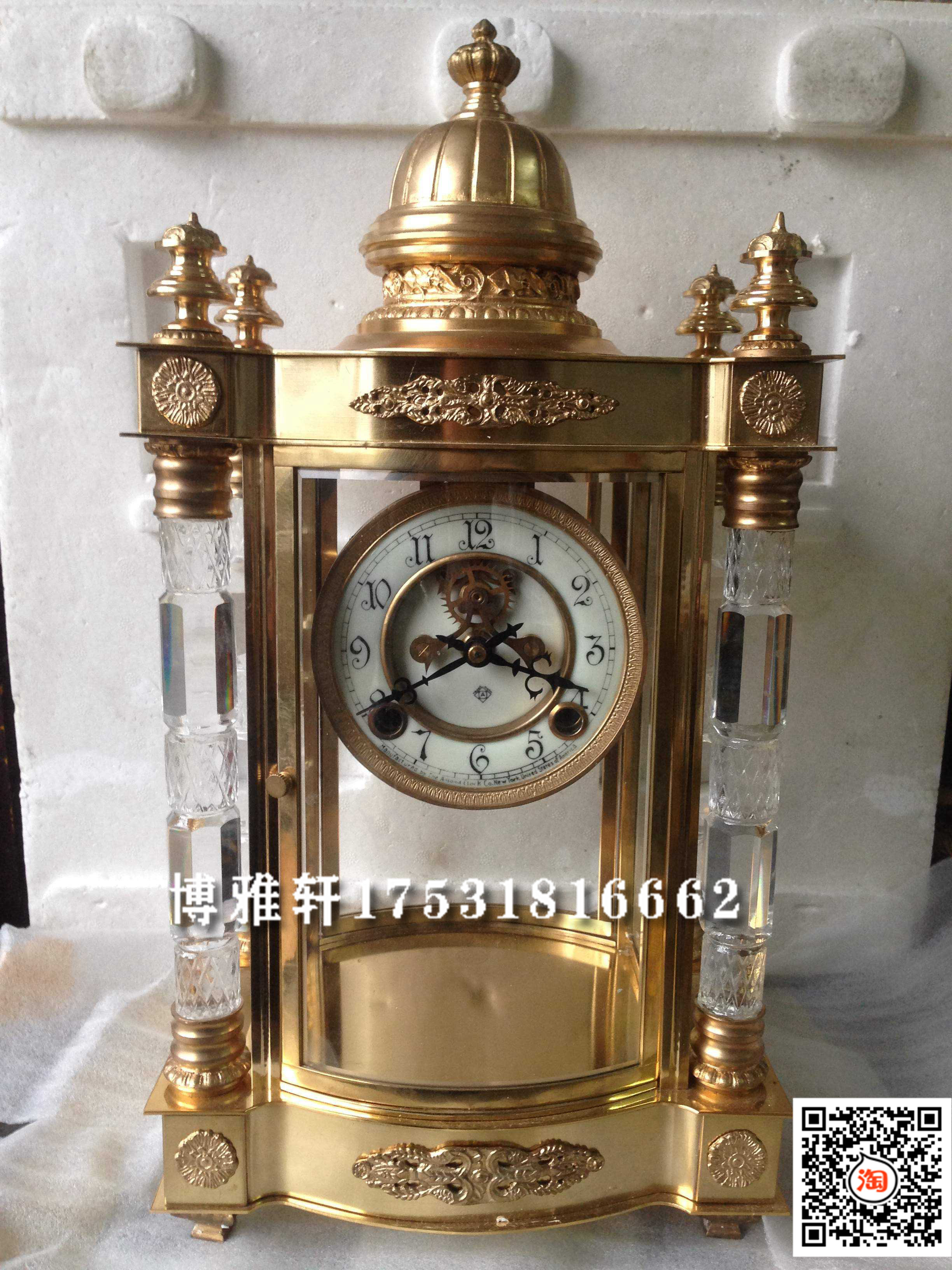 钟表纯铜镀金机械座钟明卡轮表芯欧式仿故宫古董发条鎏金台钟壁炉