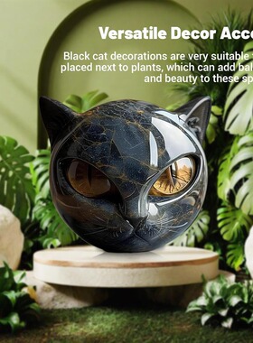 亚马逊 Luxury Black Cat Stone Sculpture 奢华黑猫石雕树脂摆件