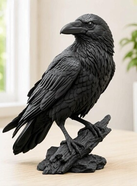 跨境新品 Gothic Bird Sculpture 哥特乌鸦雕塑3D打印工艺品摆件
