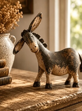 跨境新品 Vintage Country Donkey Sculpture 乡村驴子树脂工艺品