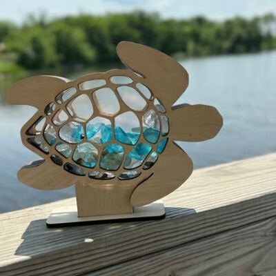 跨境新款 Sea Turtle Sea Glass Display Box 海龟形状贝壳展示盒