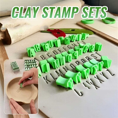 跨境爆款 Alphabet Stamps Set for Clay Pottery 大小写字母印章