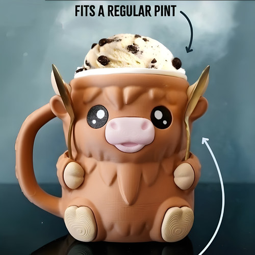 亚马逊the Highland Cow Ice Pint Holder企鹅奶牛冰激凌杯托杯架
