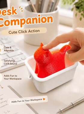 跨境新款 Clicky Neko 猫咪钥匙链互动式点击猫砂盆造型迷你猫咪
