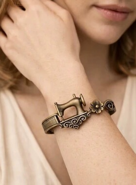 跨境新品 Sewing Machine Bracelet & Ring Set 缝纫机主题手链