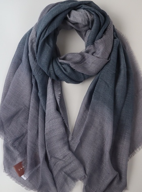 ZAR*渐变蓝灰色柔软简约文艺风围巾渐变色拍照大披肩柔软舒适百搭