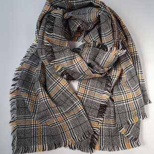 经典格纹黄黑格子秋冬保暖围巾韩版大披肩加厚百搭大围巾仿羊毛