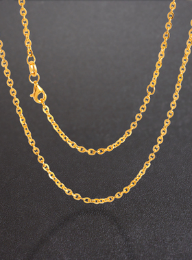 5G黄金项链999足金o字链可调节24k纯金锁骨链送母亲闪O链款女素链