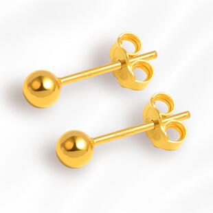 黄金豆豆耳钉小金豆纯金999足金正品女纯金耳饰送妈妈气质高级感