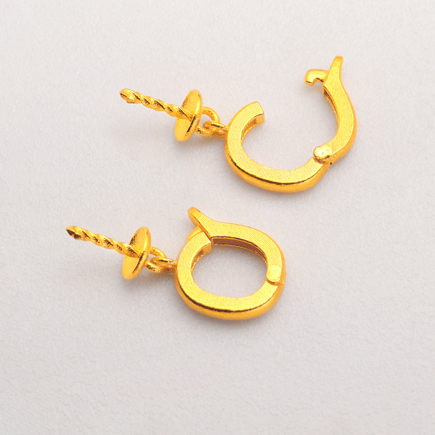 18k金吊坠珍珠扣头au750黄金万用扣项链连接空托半孔珠子配件