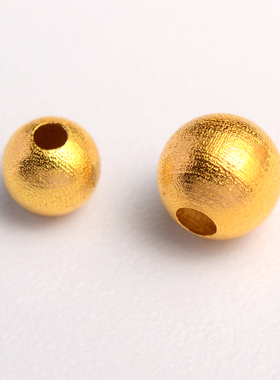 18k金黄金珠子转运珠光珠手链串绳古法金隔珠配饰3mm金珠散珠配件