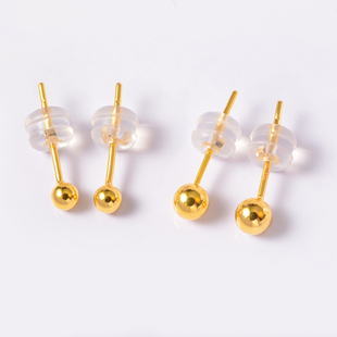 18k金豆豆耳钉2025年新款爆款玫瑰金养耳洞小金珠黄金彩金女纯金