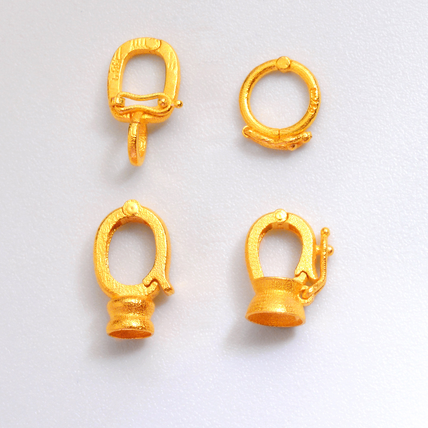 18k金扣头古法配件连接扣子拳头au750黄金吊坠扣配件珍珠项链手链