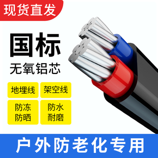 国标2芯护套线铝芯家用户外电线4 6 10 16 25平方线双芯铝电缆线