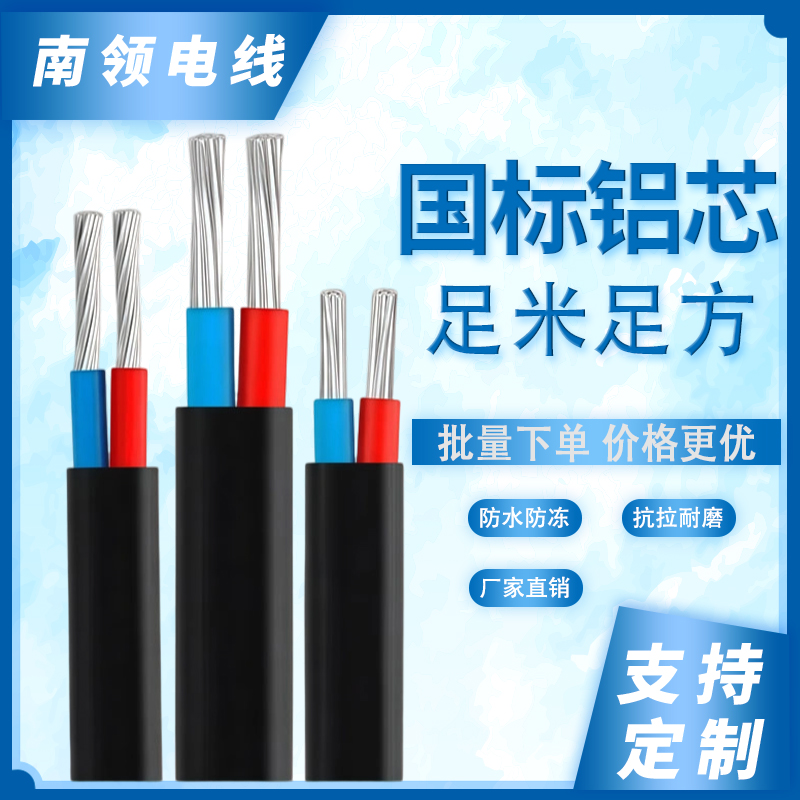 国标护套线铝芯家用户外电线4 6 10 16 25平方线2芯铝电缆线
