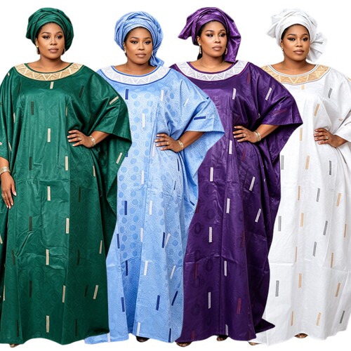 plus size提花布200斤非洲女装大码连衣裙五分袖african dress