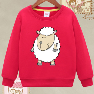 小羊卫衣男加绒青少年初中生12学生15岁无帽女孩大童冬装外套圆领