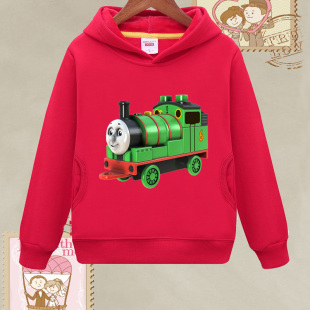 童装托马斯艾米丽男童套头连帽卫衣绒衫女小中童红色外套活动表演