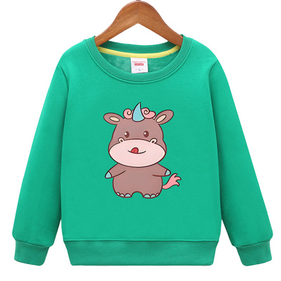 男女童卫衣秋冬加绒圆领中小童洋气小马图案休闲舒适过年装马生肖