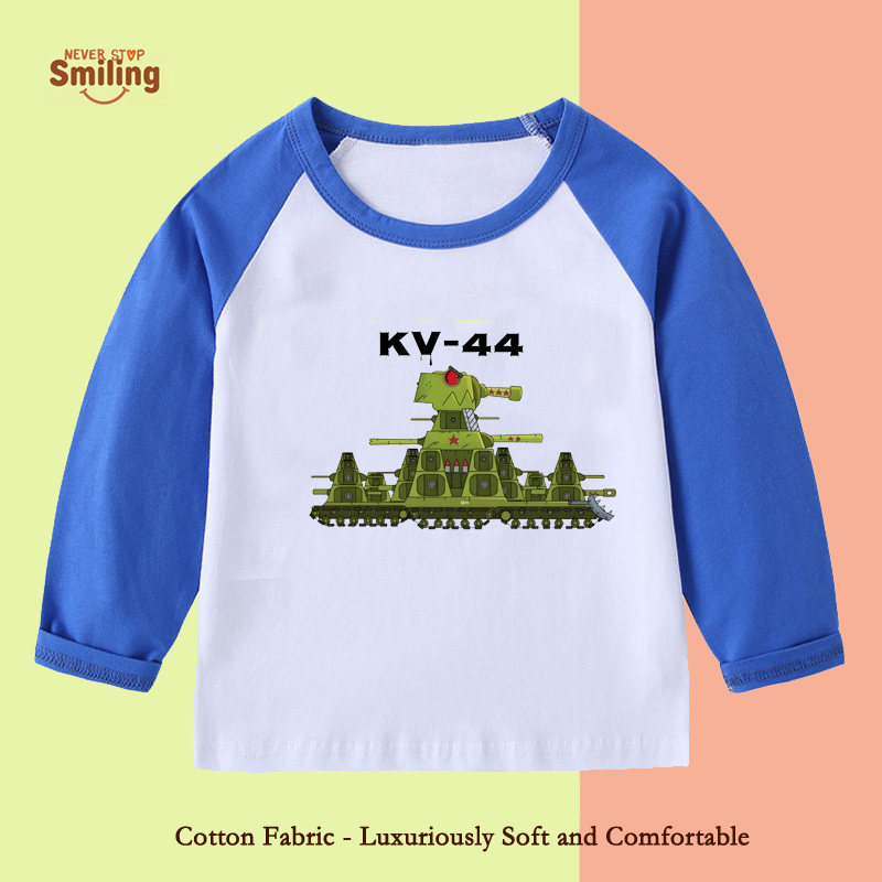 kv44坦克长袖T恤男女童装甲车上衣服春季秋天 小男孩 打底衫