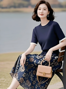素韵订制女装原创品牌高级感轻奢针织上衣短袖超好看半身裙两件套