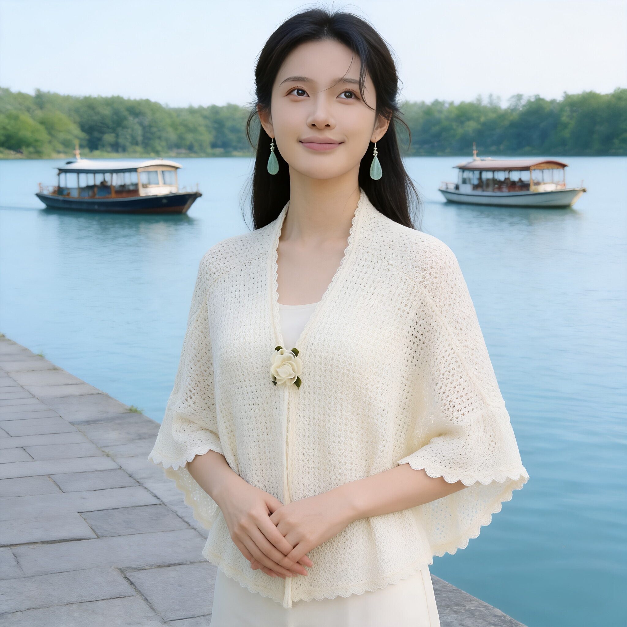 新中式旗袍披肩外搭礼服高级感针织绍兴苏州旅游拍照日常开衫罩衫