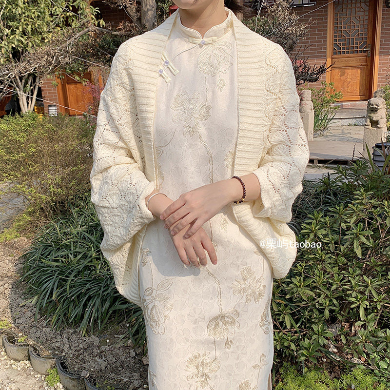 栗屿春秋镂空复古女披肩图片