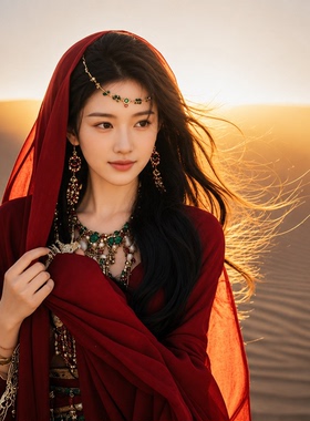 夏季青海西北沙漠旅游穿搭棉麻红色纱巾女丝巾防晒披肩包头巾围巾