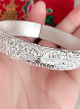 民族风女999足银纯银手镯包顺丰