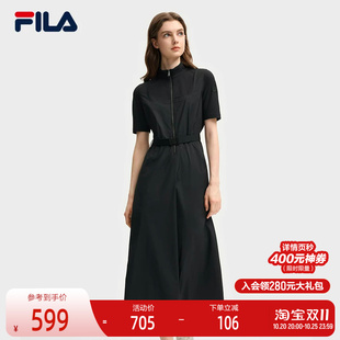 FILA 斐乐官方女子梭织连衣裙2025秋季新款时尚休闲拼接舒适裙子