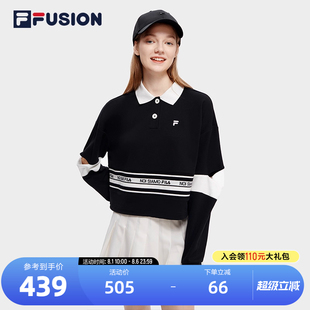 FILA 2023夏宽松运动休闲上衣 FUSION斐乐潮牌女子长袖 POLO衫