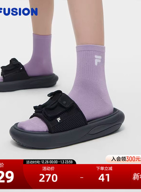 FILA FUSION斐乐潮牌女鞋ZIP UP SLIPPER拖鞋2024夏新款运动凉拖