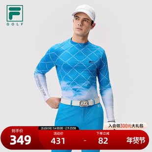 FILA 斐乐官方男子针织长袖衫2024秋新款高尔夫运动满印渐变长T恤