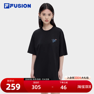 时尚 FILA 2023夏季 T恤情侣款 休闲宽松上衣 FUSION斐乐潮牌短袖
