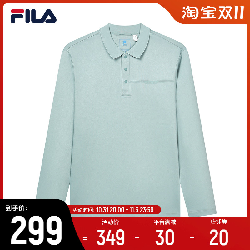 【黄景瑜同款】FILA斐乐长袖POLO衫男2022冬商务休闲翻领针织上衣