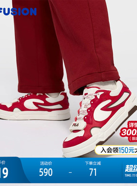 BANK丨FILA FUSION斐乐女士板鞋魔术贴2026新年红色女鞋运动鞋
