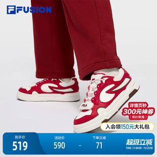 BANK丨FILA FUSION斐乐女士板鞋魔术贴2026新年红色女鞋运动鞋