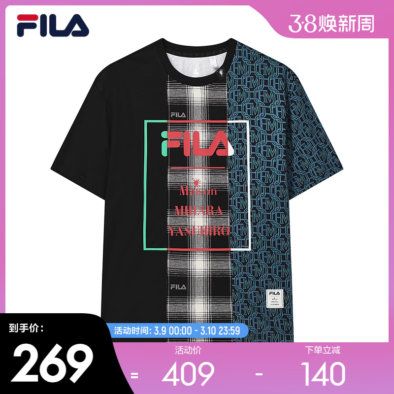 FILA x MIHARA 斐乐联名男士短袖T恤2022夏季新款时尚休闲短袖T