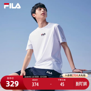 休闲针织衫 时尚 跑步上衣透气运动短T T恤夏季 FILA斐乐官方男子短袖