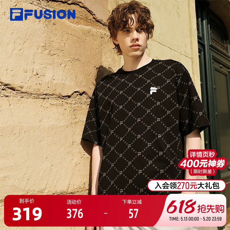 FILA FUSION斐乐潮牌情侣款针织短袖衫2026夏新款纯棉